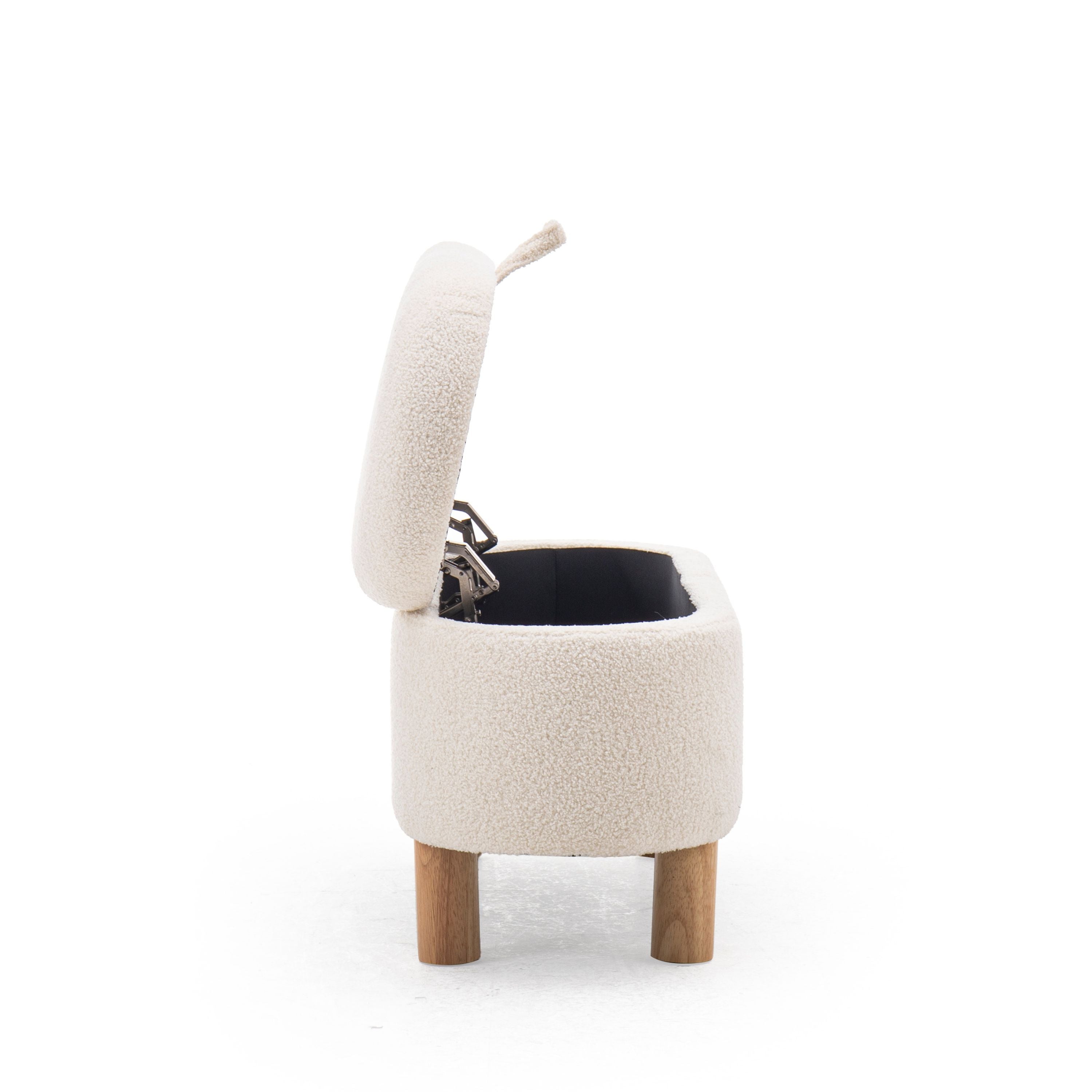 Modern Storage Bench, Teddy Fabric & Wooden Frame - PAIVA