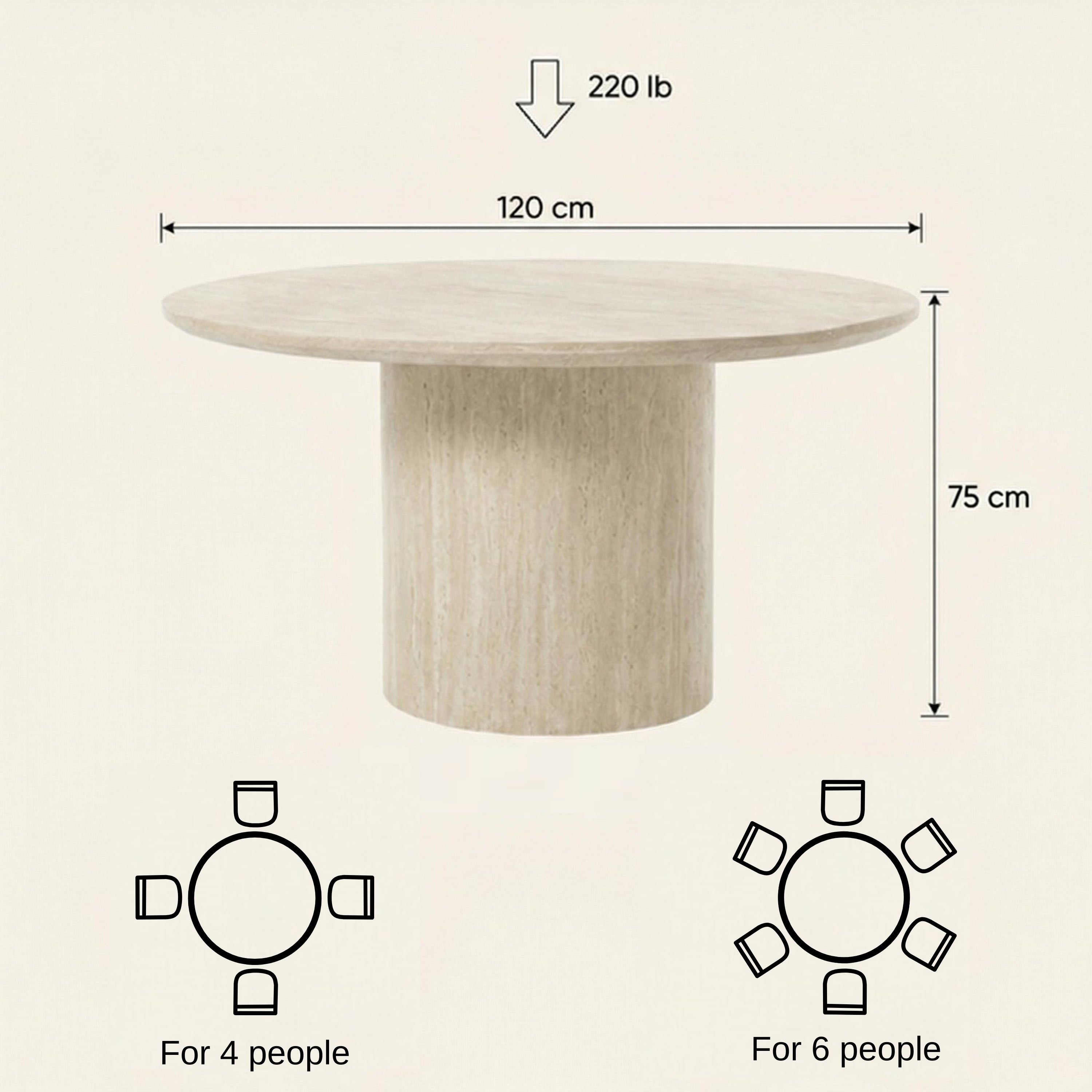 PHAEL - Yellow Travertine Effect Dining Table