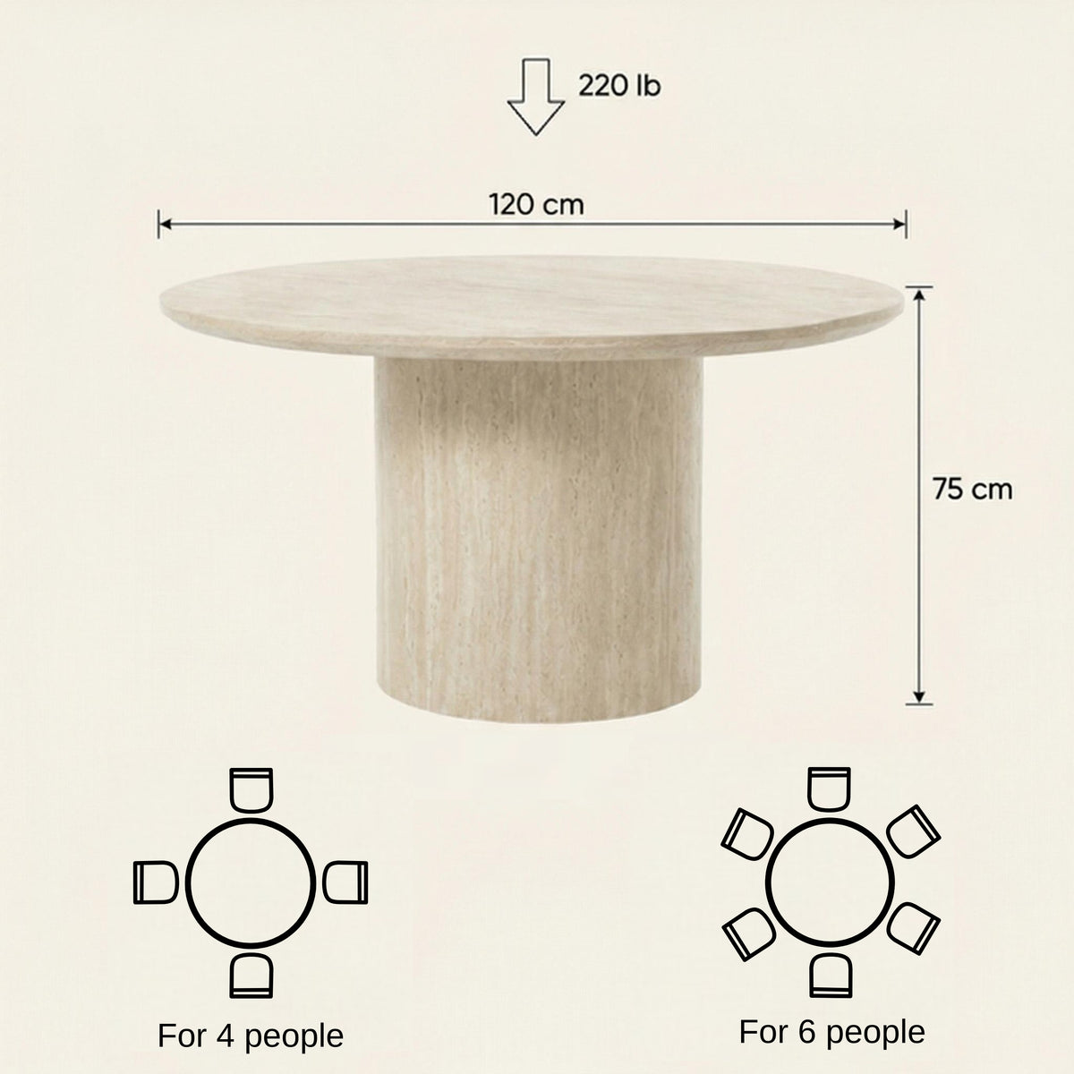 PHAEL - Yellow Travertine Effect Dining Table