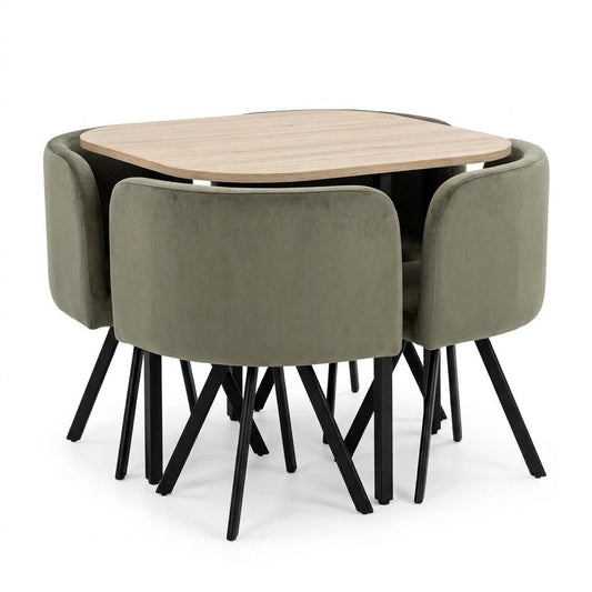 Modern Green Dining Set, MDF & Fabric - PIZZA SMALL GREEN