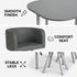 Modern Iron-Grey Dining Set, PU Upholstery – PIZZA SMALL GREY