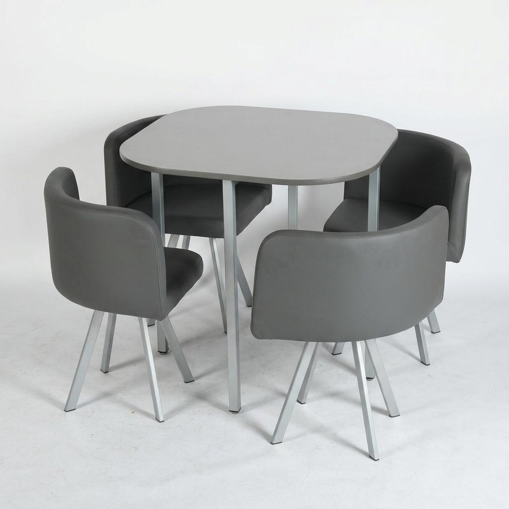 Modern Iron-Grey Dining Set, PU Upholstery – PIZZA SMALL GREY