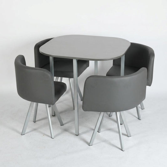 Modern Iron-Grey Dining Set, PU Upholstery – PIZZA SMALL GREY