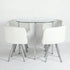 Modern Iron-Grey Dining Set, PU Upholstery - PIZZA SMALL WHITE