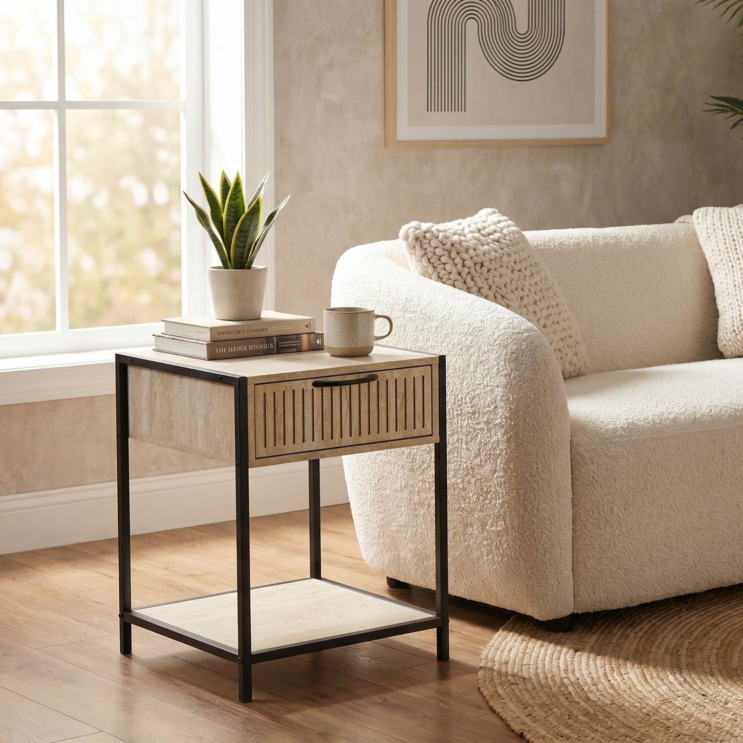 Procerity Modern Minimalist Accent Table, MDF & Metal - POLLUX