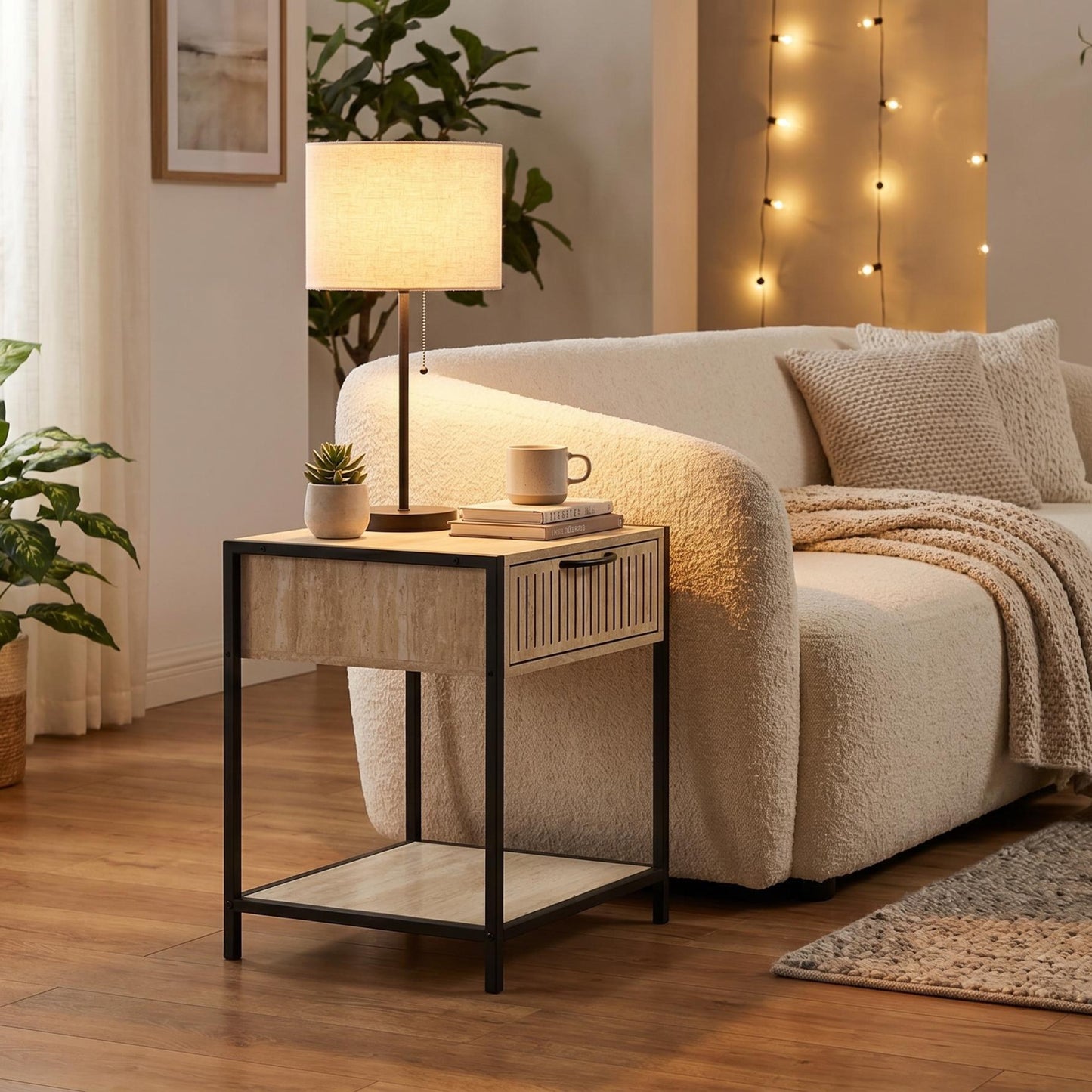 Procerity Modern Minimalist Accent Table, MDF & Metal - POLLUX