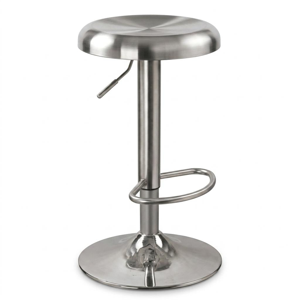Modern Chrome Metal Bar Stool - POP SILVER
