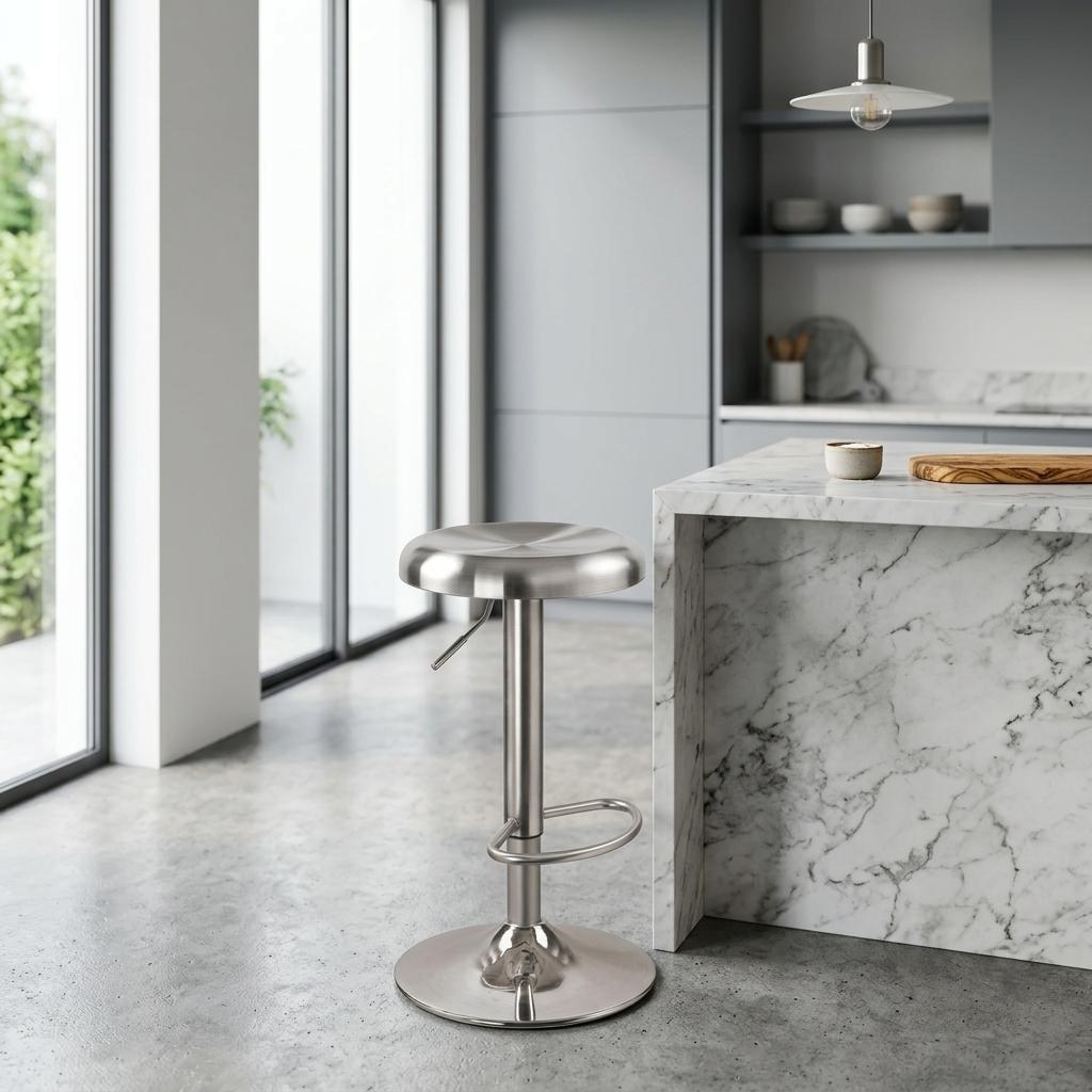 Modern Chrome Metal Bar Stool - POP SILVER