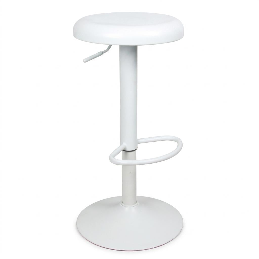 Modern Metal Bar Stool, Adjustable Height - POP WHITE