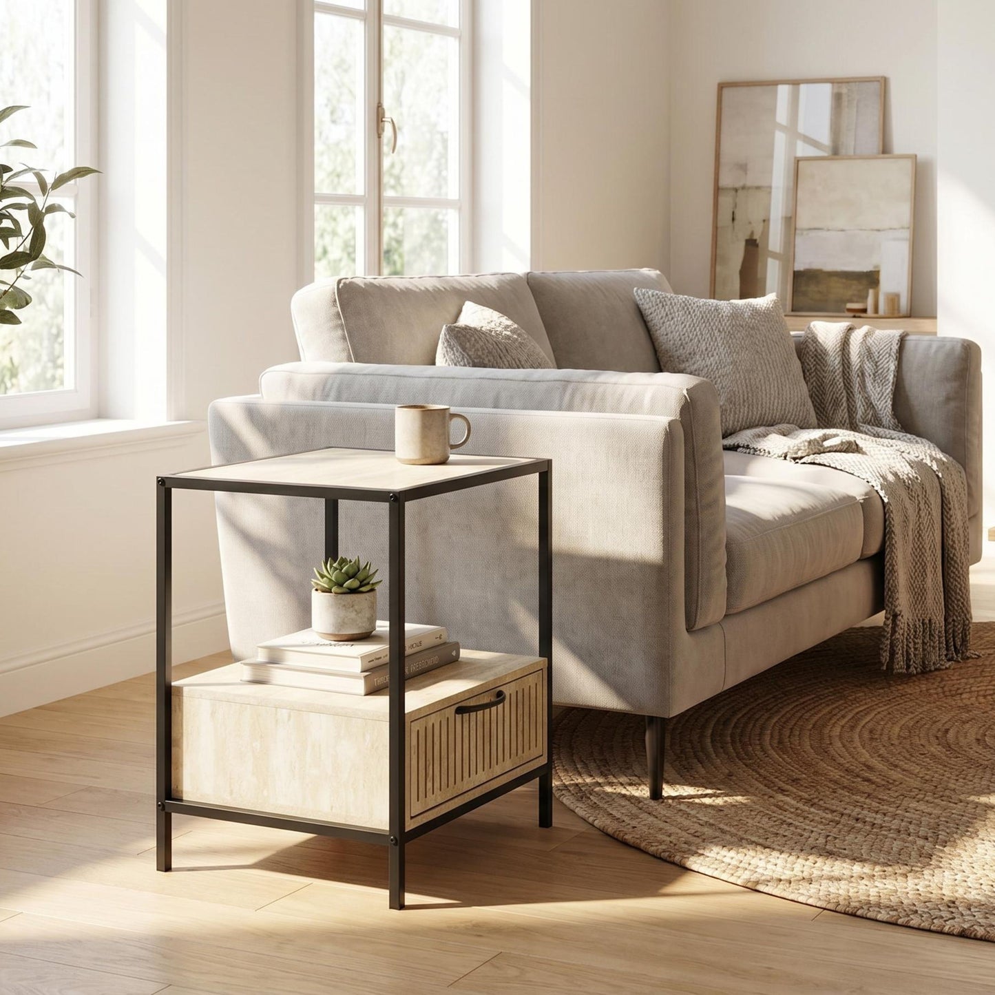 Overworked Modern Accent Table, MDF & Metal - PROCYON