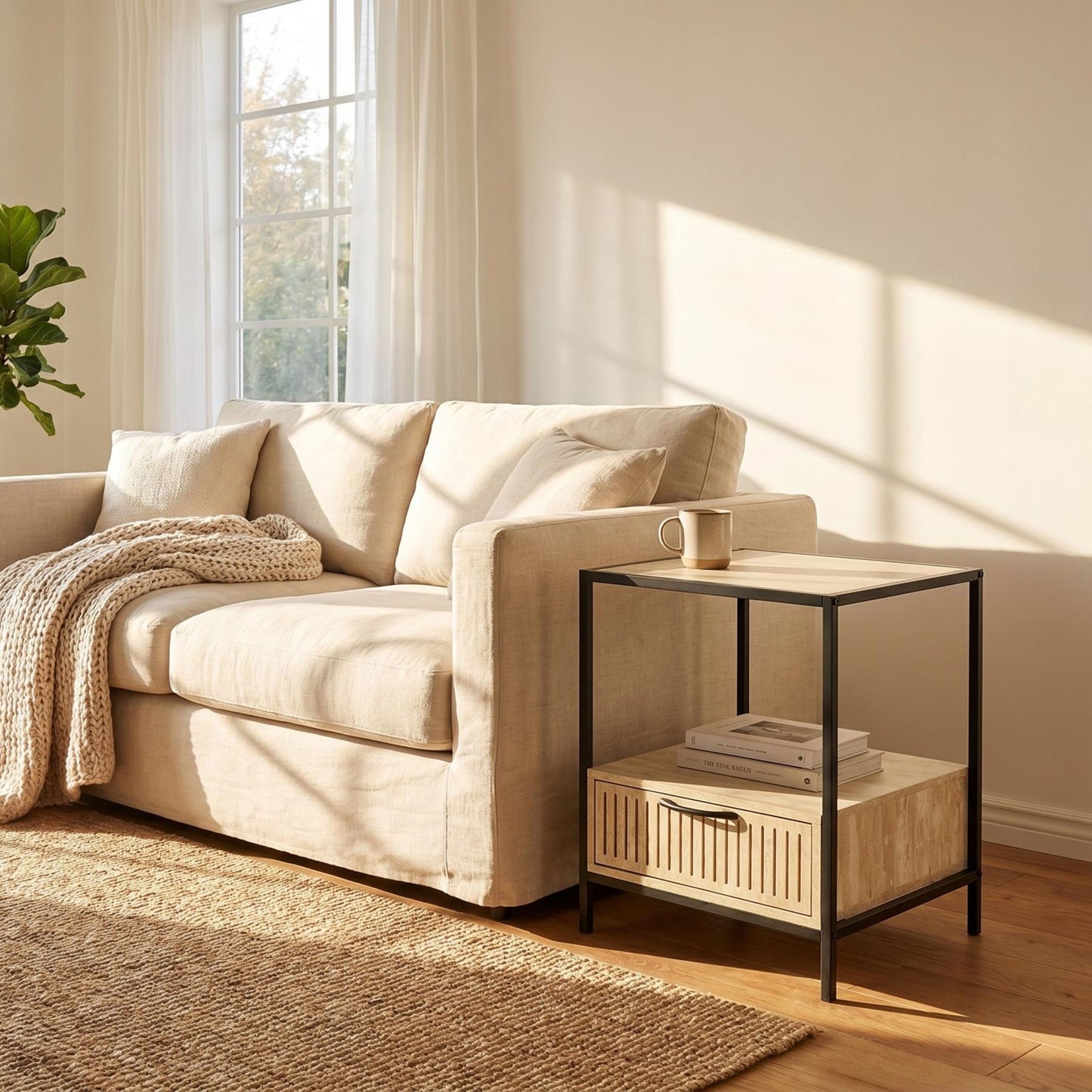 Overworked Modern Accent Table, MDF & Metal - PROCYON