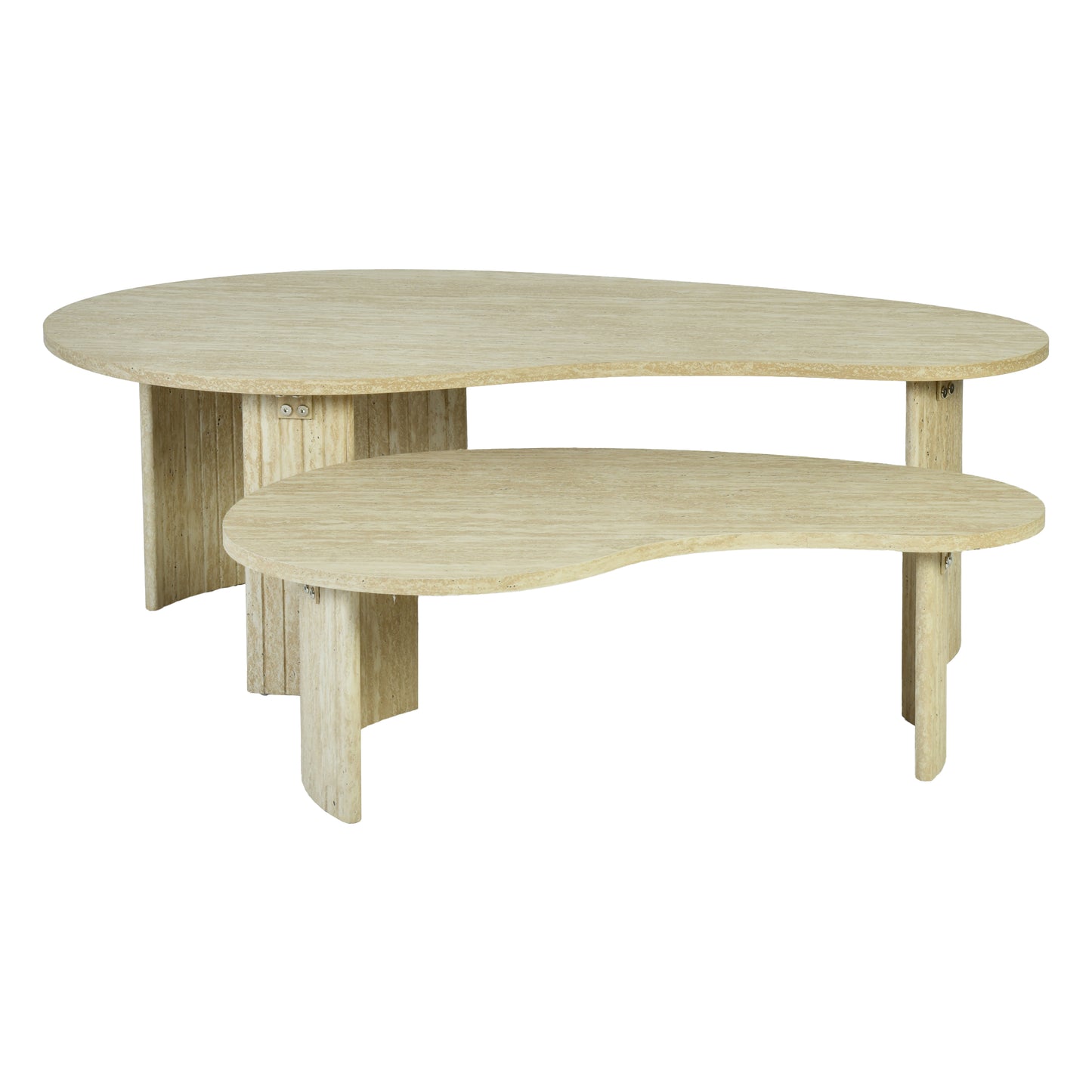 Modern Beige Coffee Table Set, MDF Travertine Finish - QELRIX