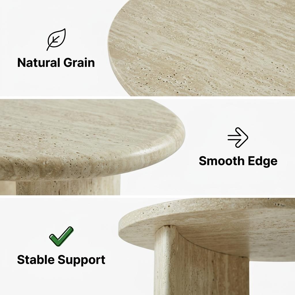 Modern Beige Coffee Table Set, MDF Travertine Finish - QELRIX