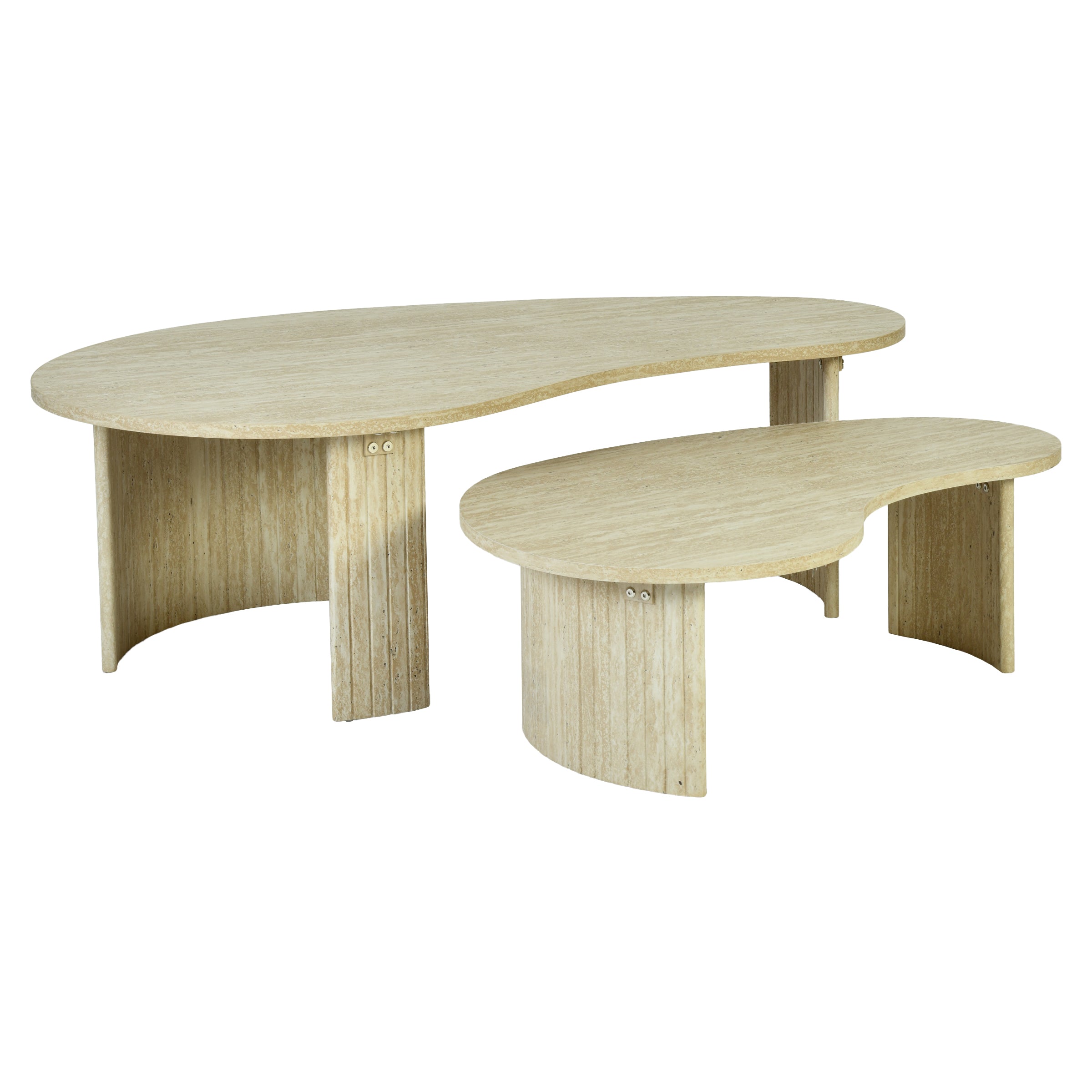 Modern Beige Coffee Table Set, MDF Travertine Finish - QELRIX