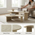 Modern Beige Coffee Table Set, MDF Travertine Finish - QELRIX