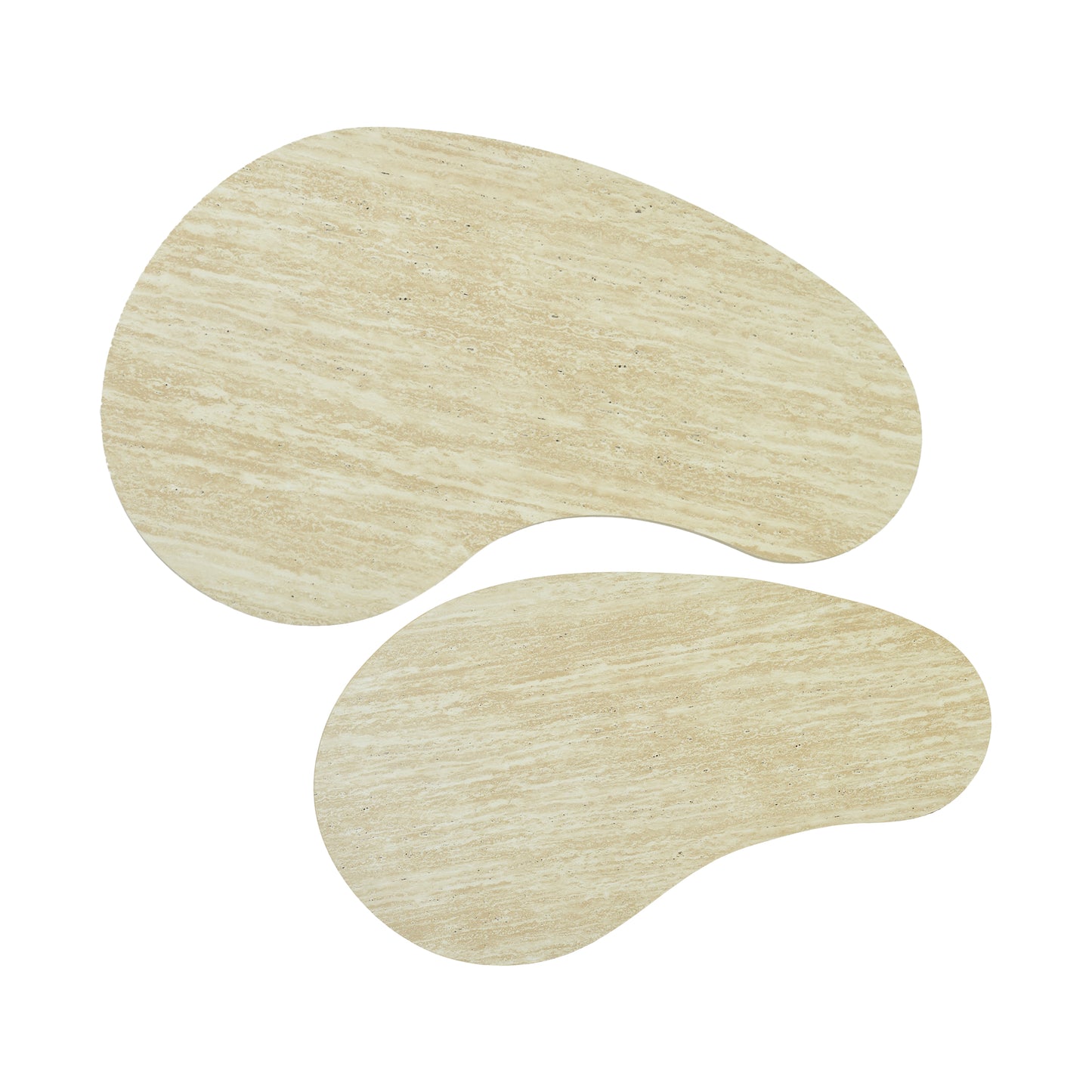 Modern Beige Coffee Table Set, MDF Travertine Finish - QELRIX