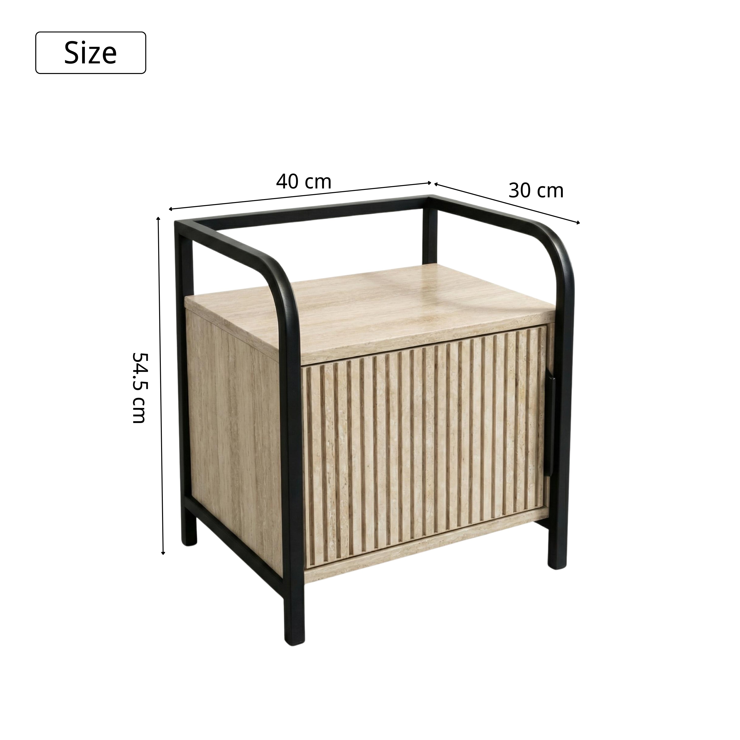 Bethesdas Modern Beige Nightstand, MDF & Metal - QHAGURS