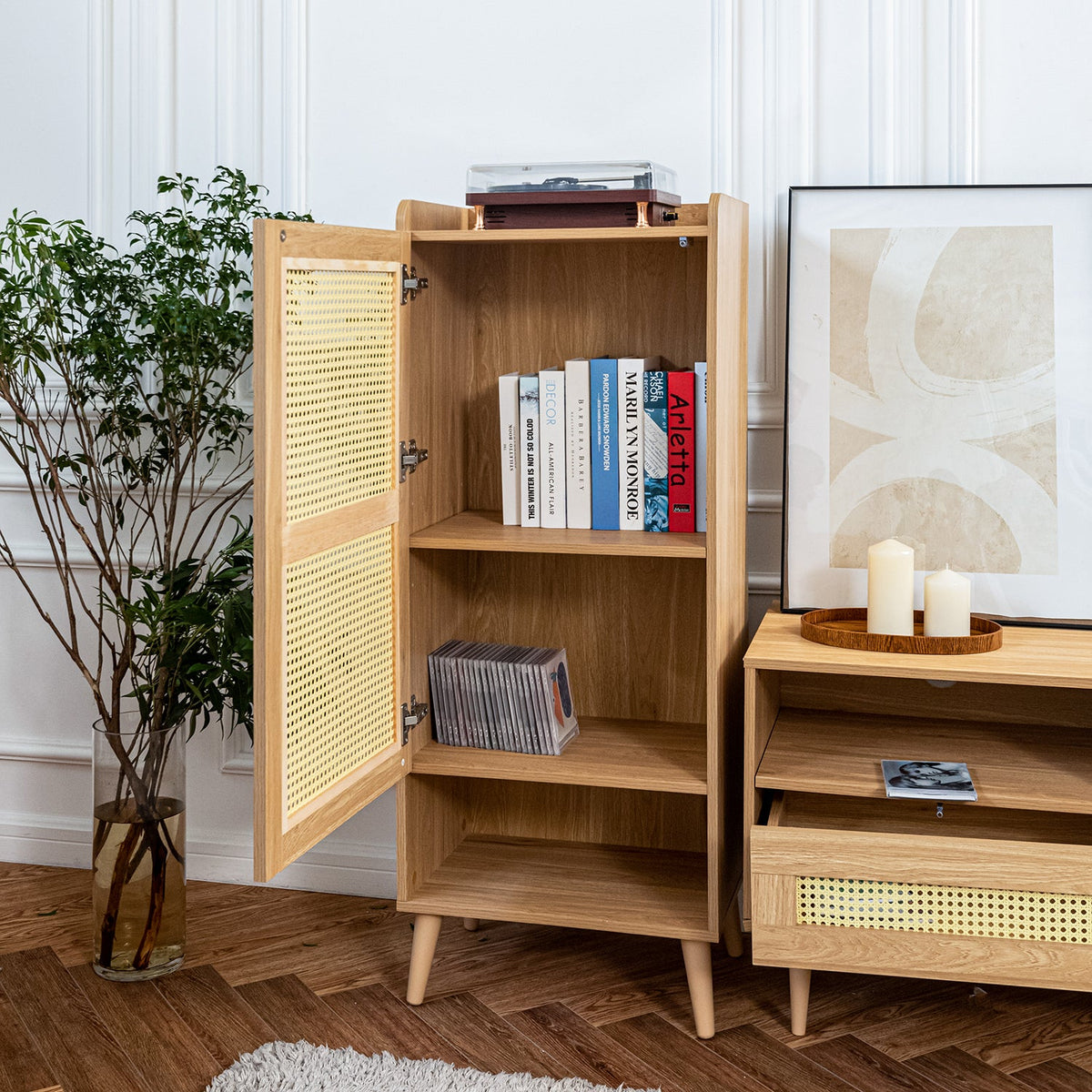 Queralt Faux Rattan Shoe Cabinet