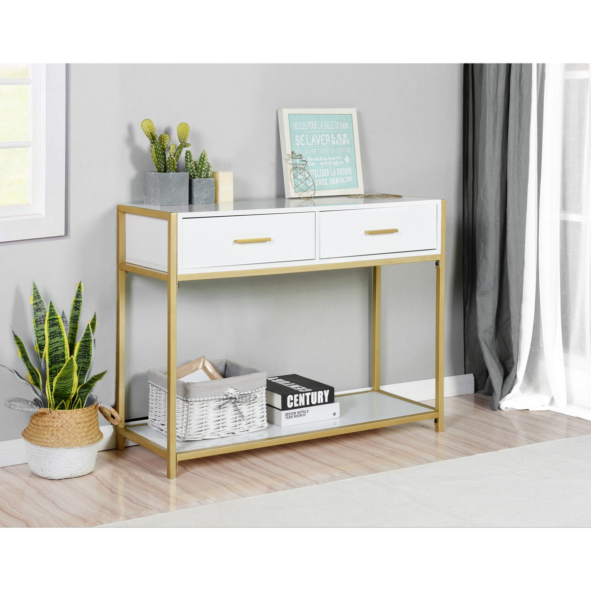 Quick 2 Drawers Console Table