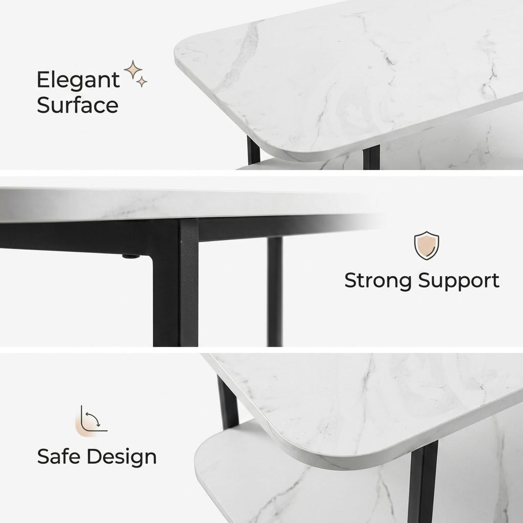 Modern Workspace Table, MDF Marble Melamine, Metal Legs - RALE MARBLE