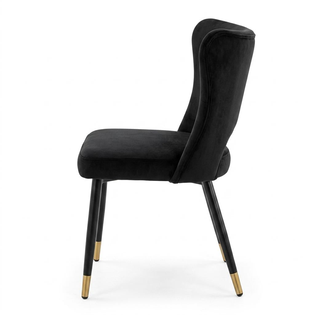 Modern Velvet Dining, Metal Leg Chair - RANGE JOANNA BLACK