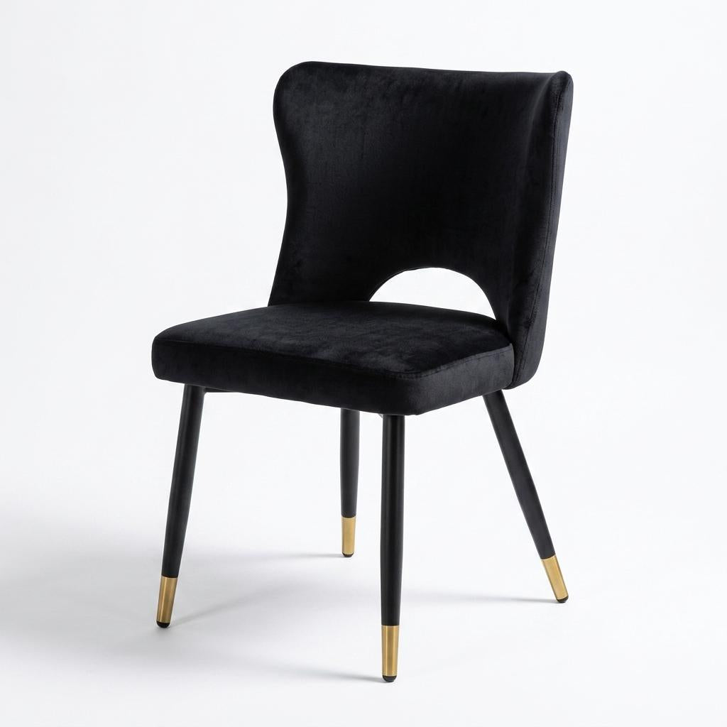 Modern Velvet Dining, Metal Leg Chair - RANGE JOANNA BLACK