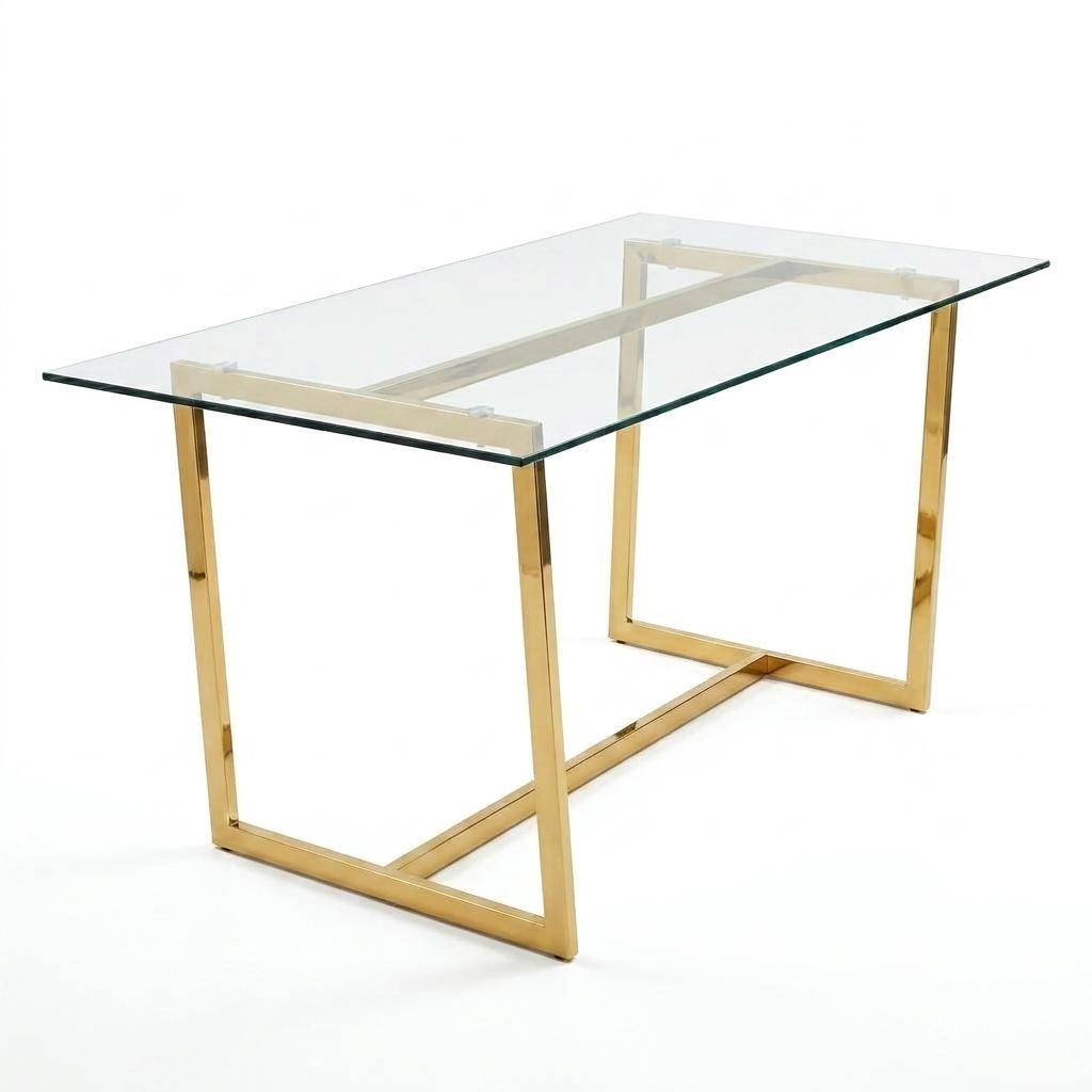 Modern Glass Dining Table, Gold Chrome Legs – RANGE JOANNA FALLON 6