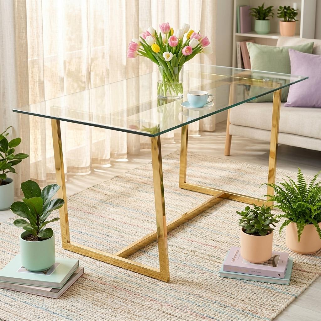 Modern Glass Dining Table, Gold Chrome Legs – RANGE JOANNA FALLON 6