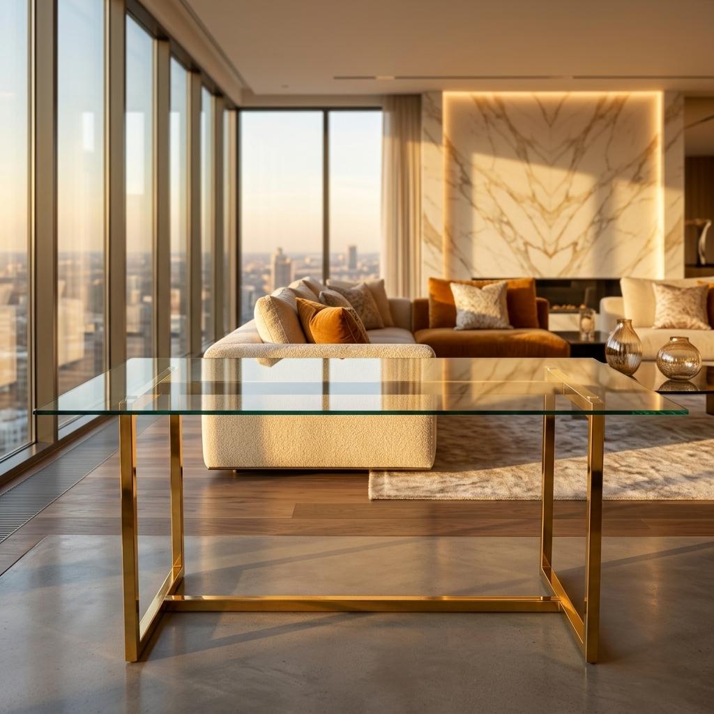 Modern Glass Dining Table, Gold Chrome Legs – RANGE JOANNA FALLON 6