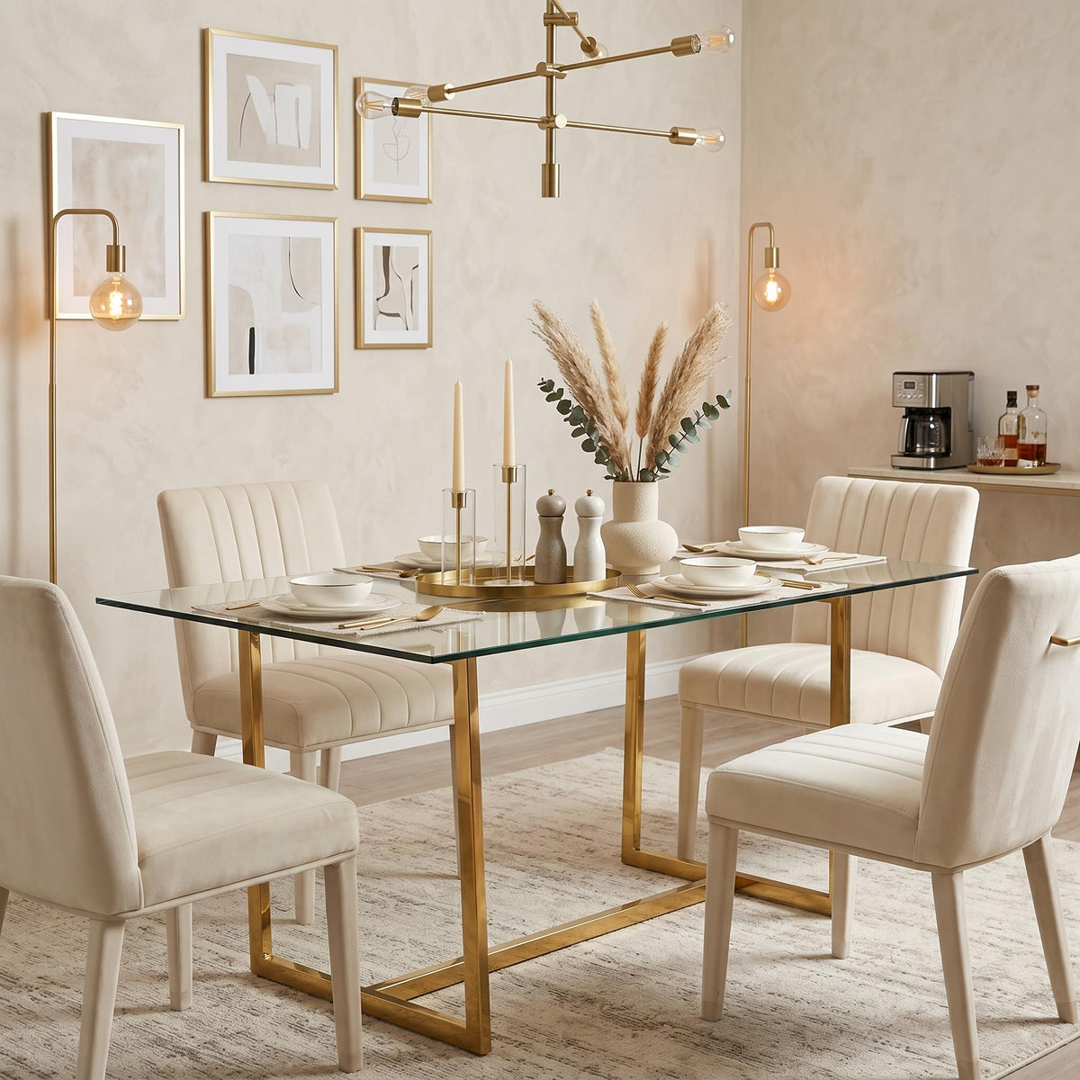 Modern Glass Dining Table, Gold Chrome Legs – RANGE JOANNA FALLON 6