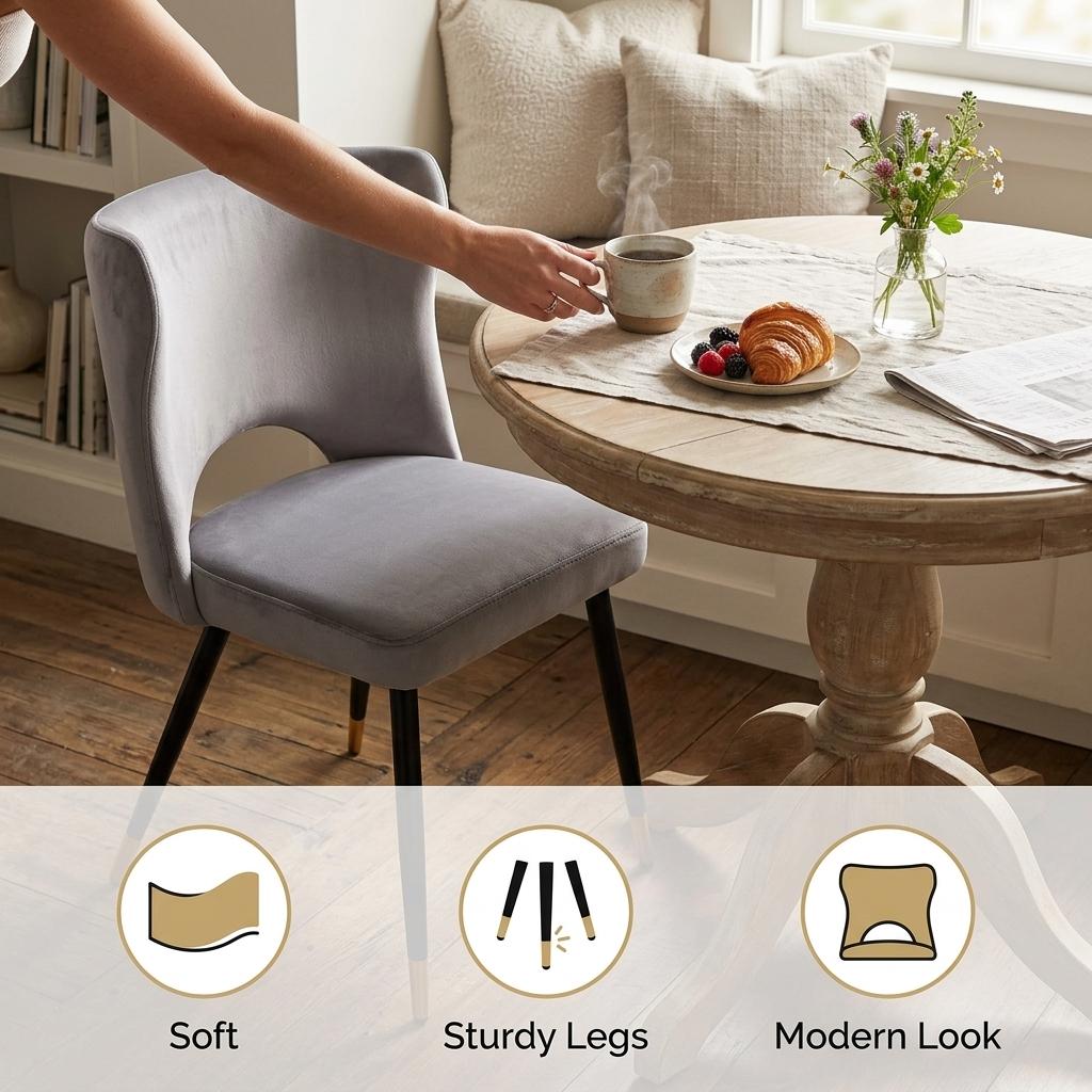 Modern Velvet Dining Chair, Metal Legs – RANGE JOANNA GREY