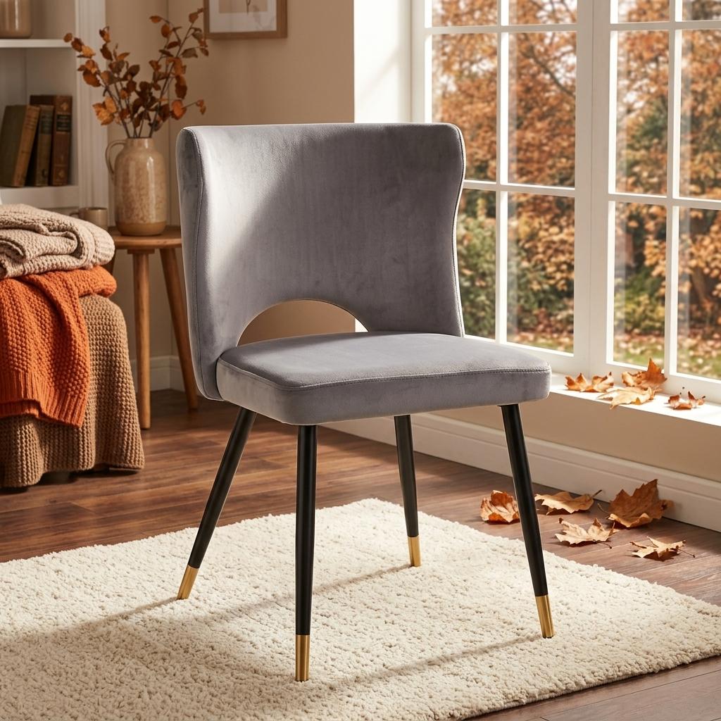 Modern Velvet Dining Chair, Metal Legs – RANGE JOANNA GREY