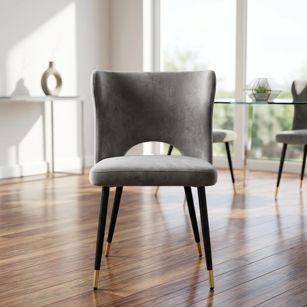 Modern Velvet Dining Chair, Metal Legs – RANGE JOANNA GREY