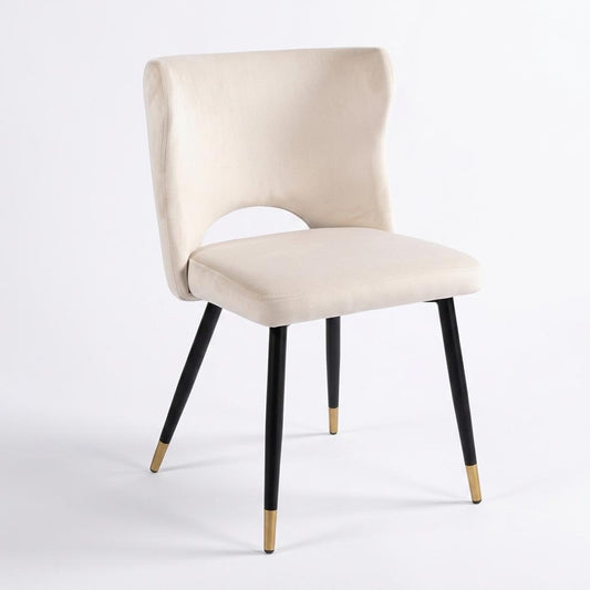 Modern Velvet Dining Chair, Metal Legs - RANGE JOANNA OYSTER
