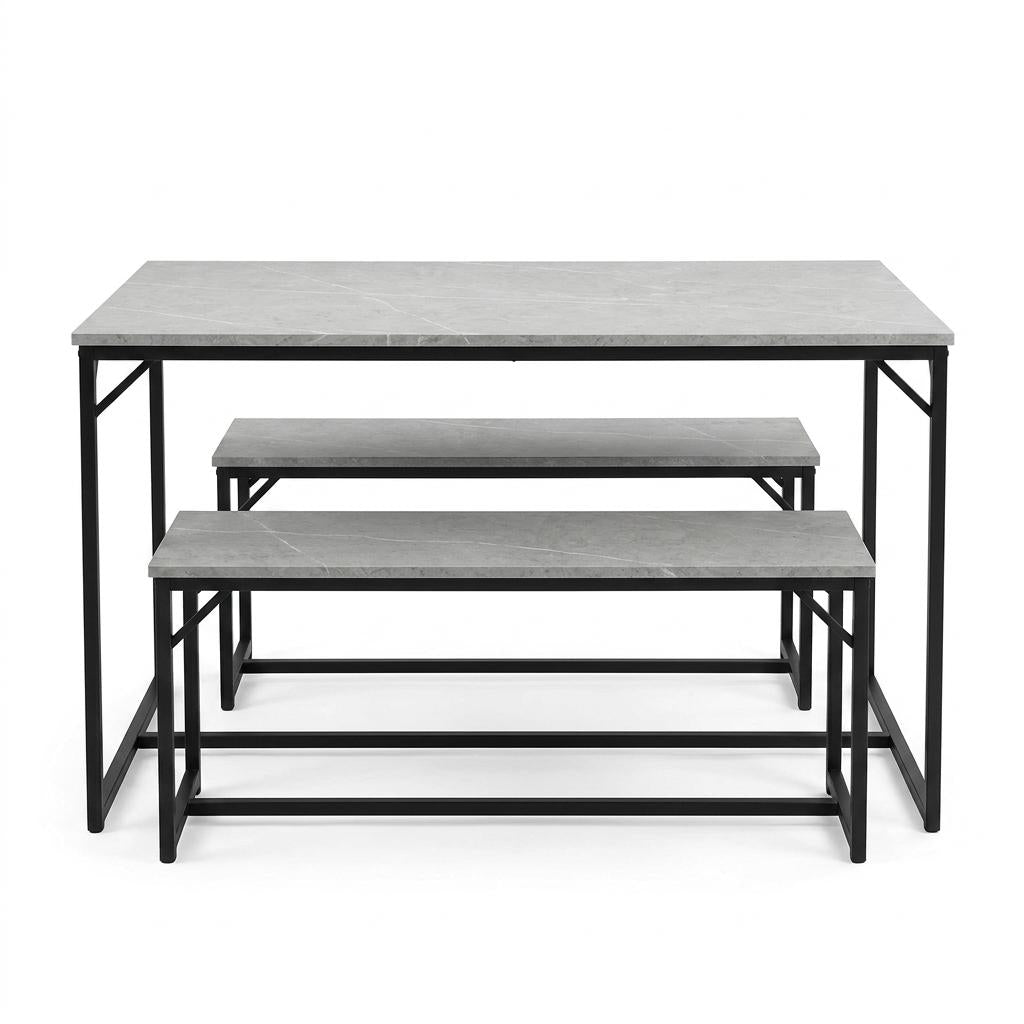 Modern Grey Dining Set, Metal Frame & Melamine Board - RANGE MASON GREY