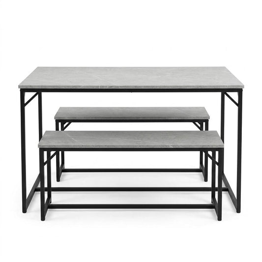 Modern Grey Dining Set, Metal Frame & Melamine Board - RANGE MASON GREY