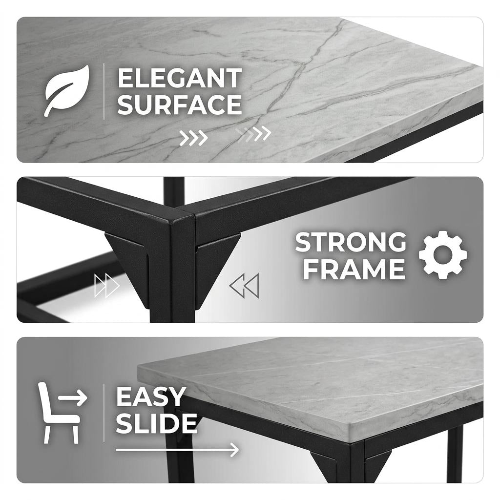 Modern Grey Dining Set, Metal Frame & Melamine Board - RANGE MASON GREY