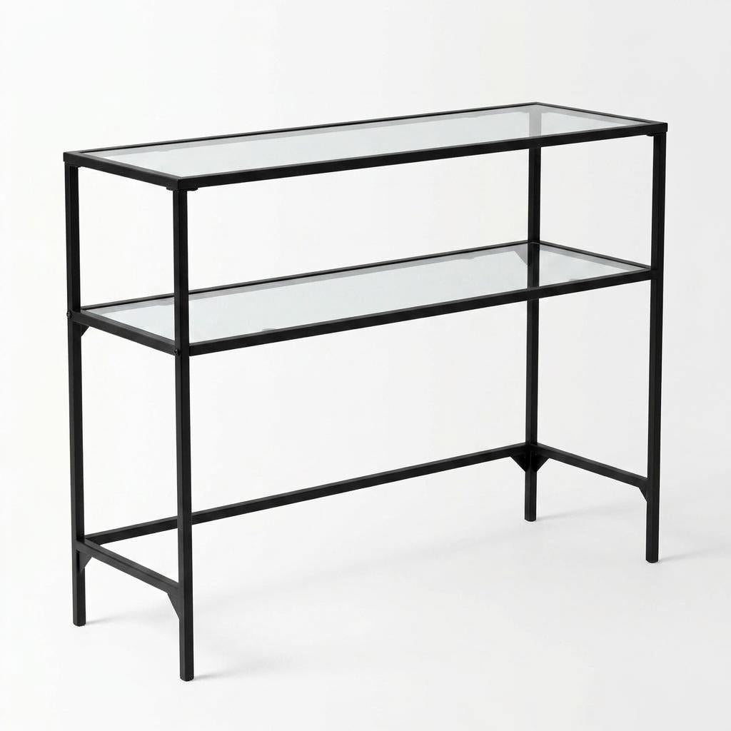 Modern Black Console, Tempered Glass Accent - REGENT CNSLE TBL BLK