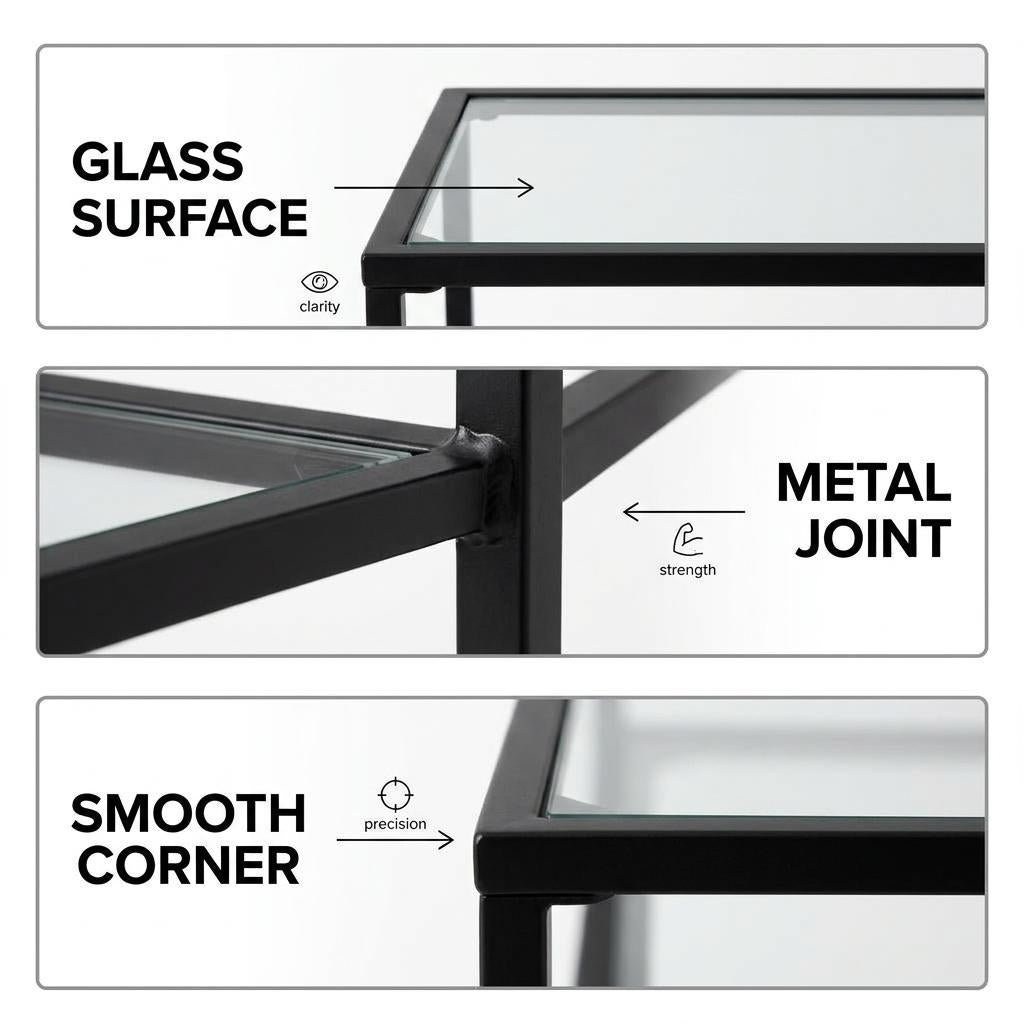 Modern Black Console, Tempered Glass Accent - REGENT CNSLE TBL BLK
