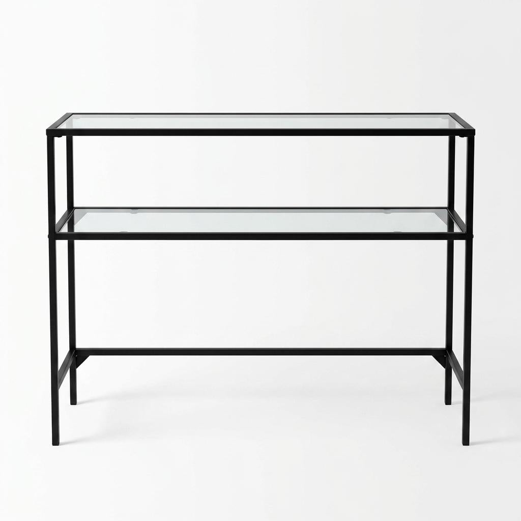 Modern Black Console, Tempered Glass Accent - REGENT CNSLE TBL BLK