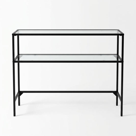 Modern Black Console, Tempered Glass Accent - REGENT CNSLE TBL BLK