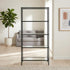 Modern Black Metal Shelf, Tempered Glass - REGENT SHELF UNT BLK