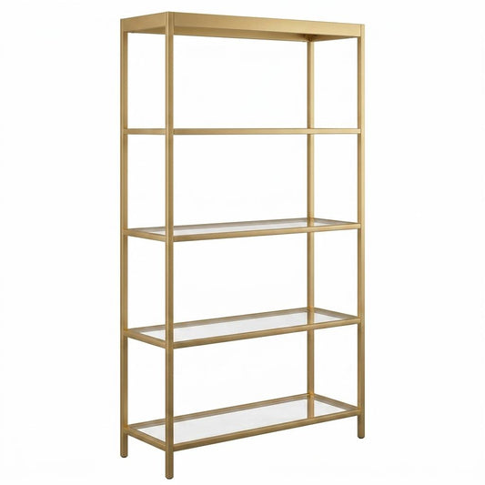 Modern Gold Metal Shelf, Tempered Glass - REGENT SHELF UNT