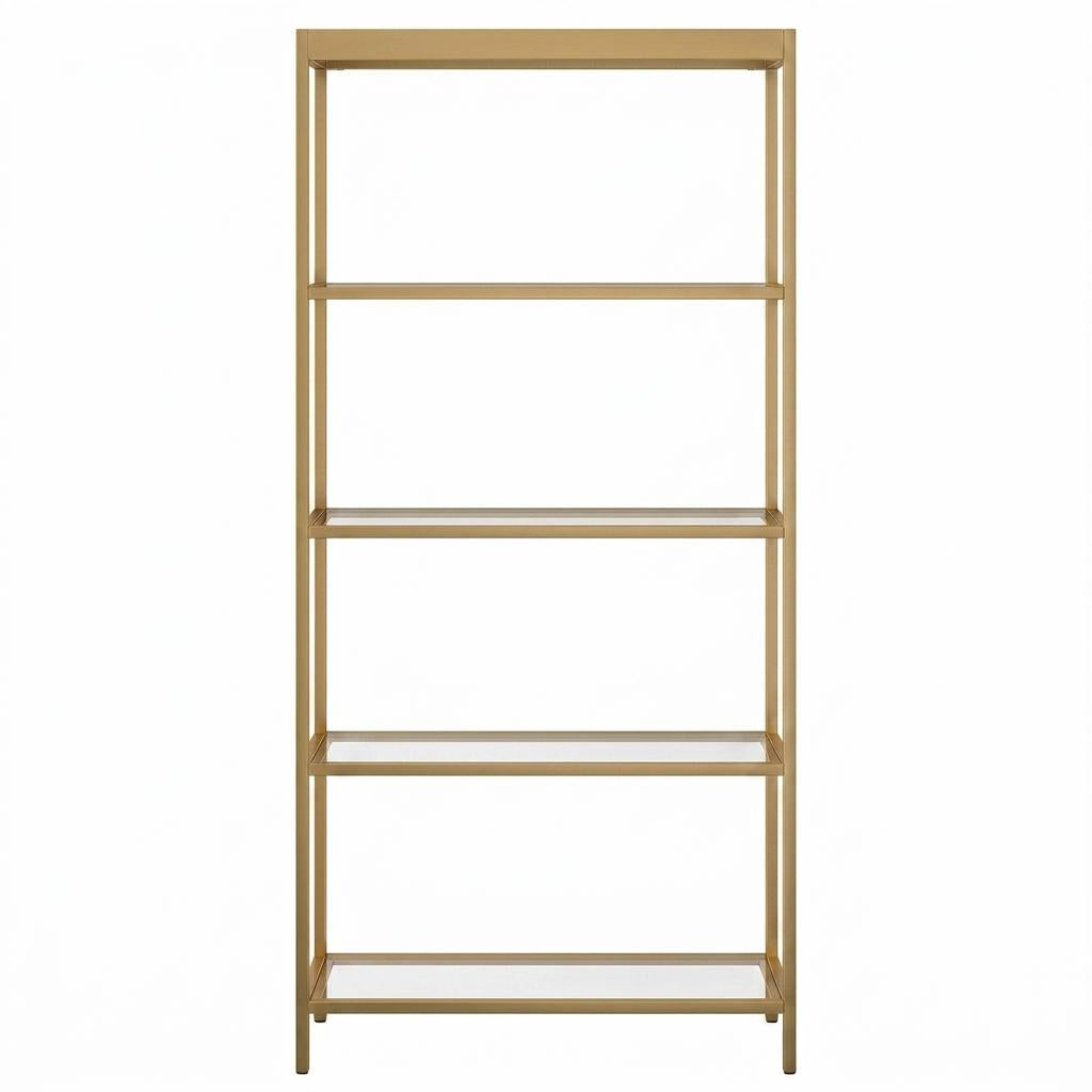 Modern Gold Metal Shelf, Tempered Glass - REGENT SHELF UNT