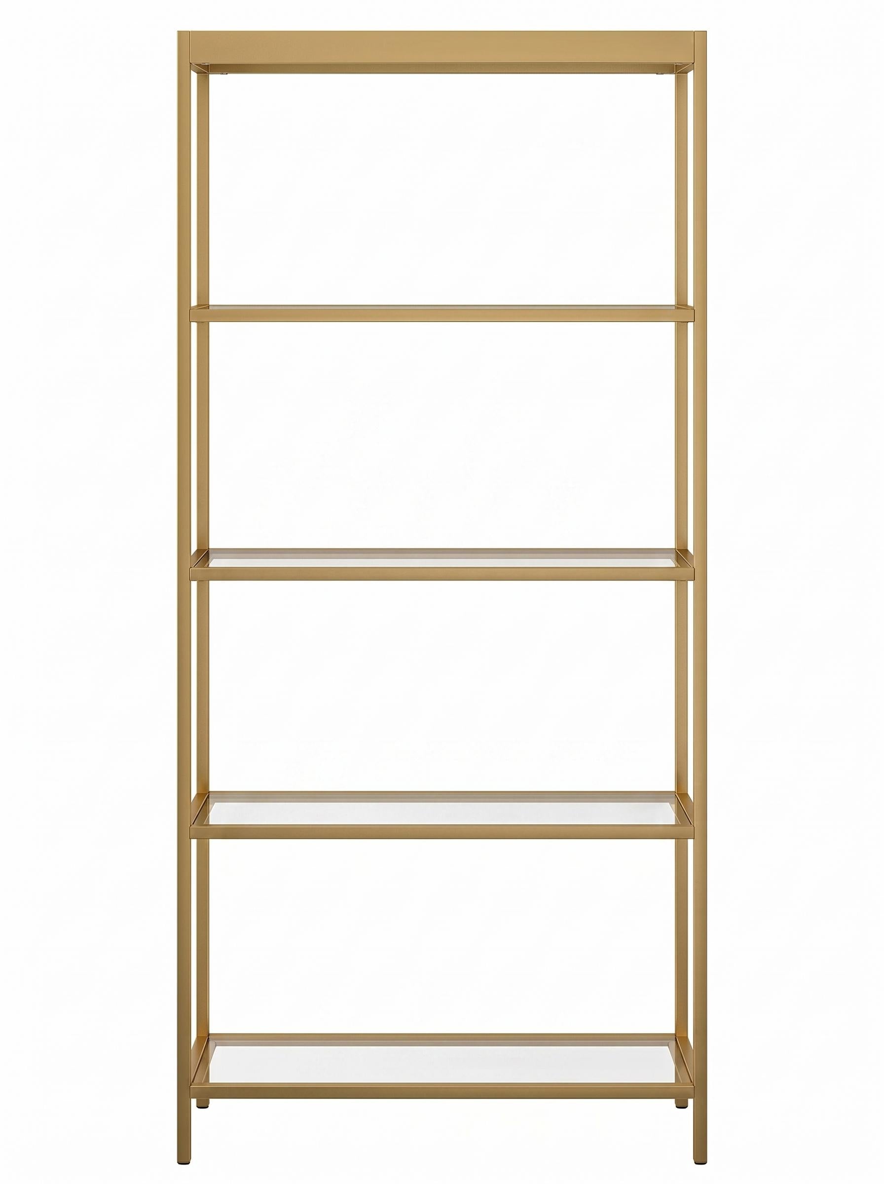 Modern Gold Metal Shelf, Tempered Glass - REGENT SHELF UNT