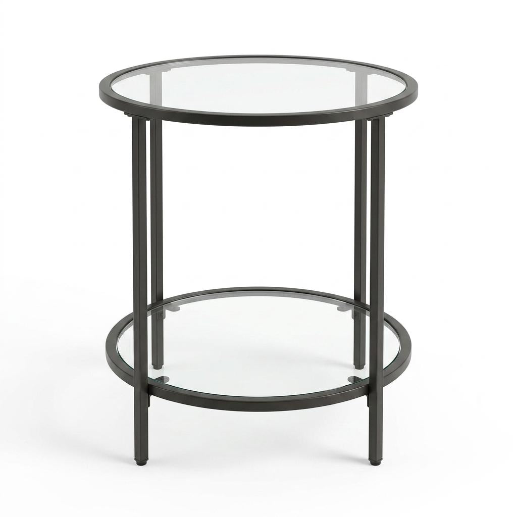 Modern Black Accent, Marble Top Gold Frame - REGENT SIDE TBL BLK