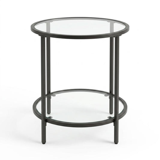 Modern Black Accent, Marble Top Gold Frame - REGENT SIDE TBL BLK