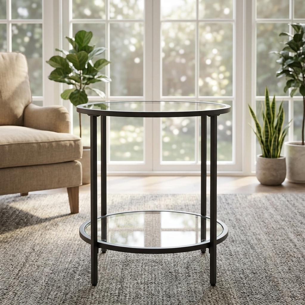 Modern Black Accent, Marble Top Gold Frame - REGENT SIDE TBL BLK
