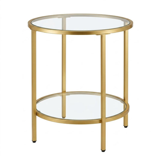 Modern Gold Accent, Marble-Top End Table - REGENT SIDE TBL