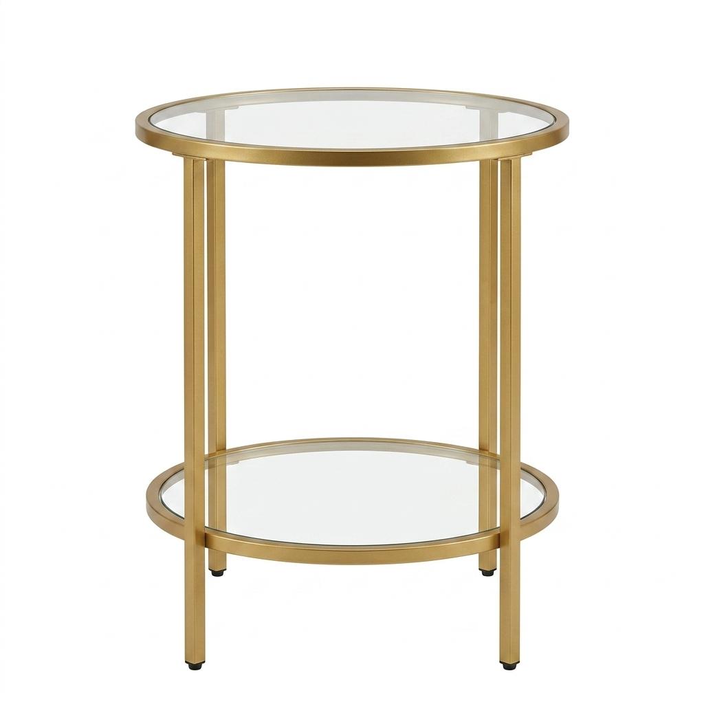 Modern Gold Accent, Marble-Top End Table - REGENT SIDE TBL